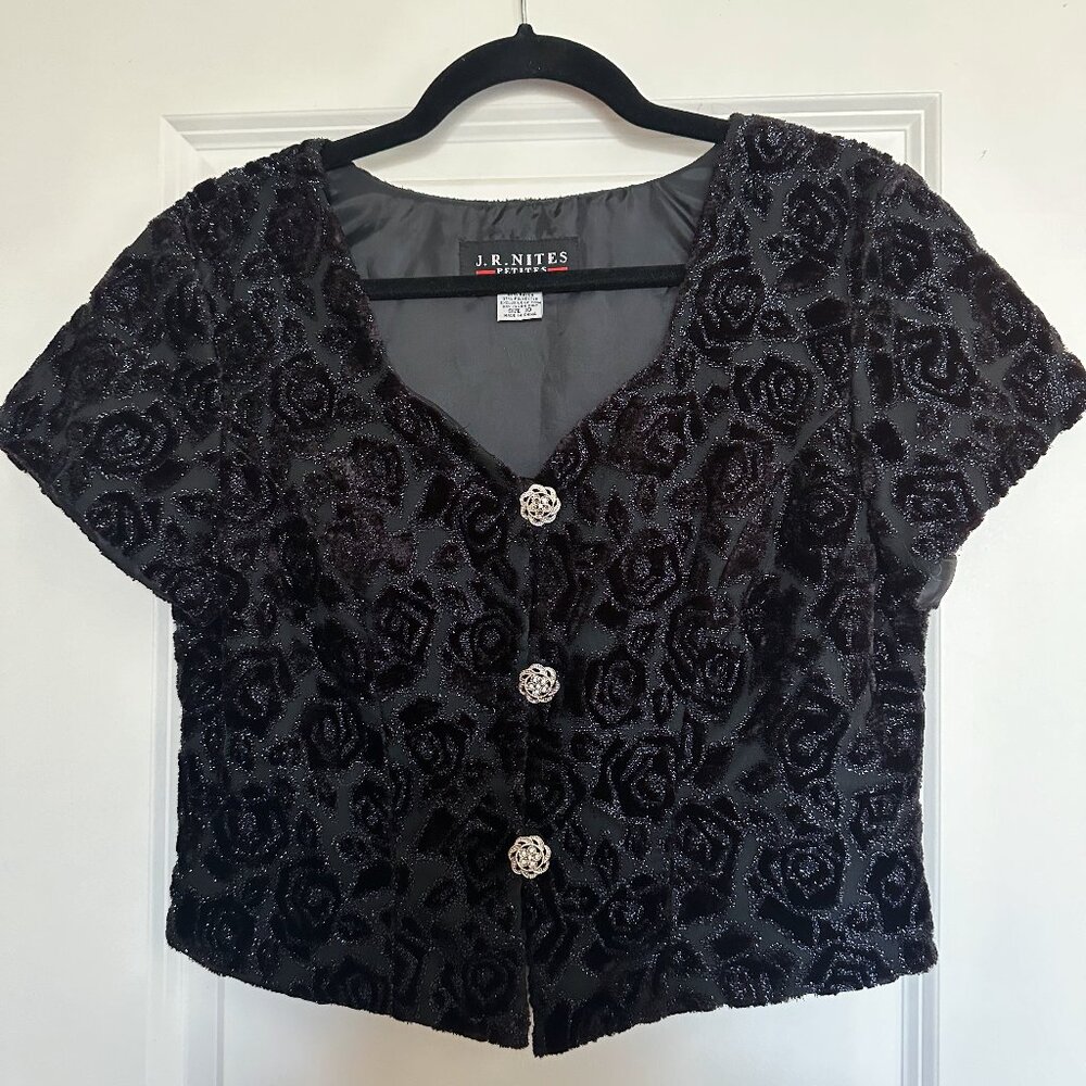 **SOLD** Vintage 1980’s J.R. Nites Petites Glitter Button Up Top - Women’s S/M
